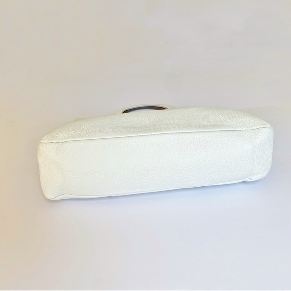 FURLA white leather foldable convertible crossbody top handle purse - Picture 6 of 12